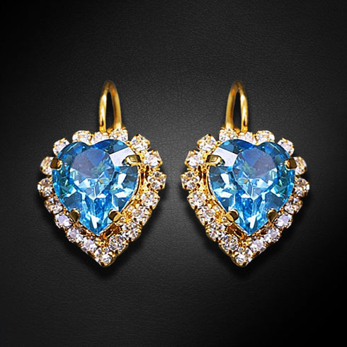 Auskarai „Okeano Širdis (Akvamarino Mėlyna)“ su Swarovski™ kristalais